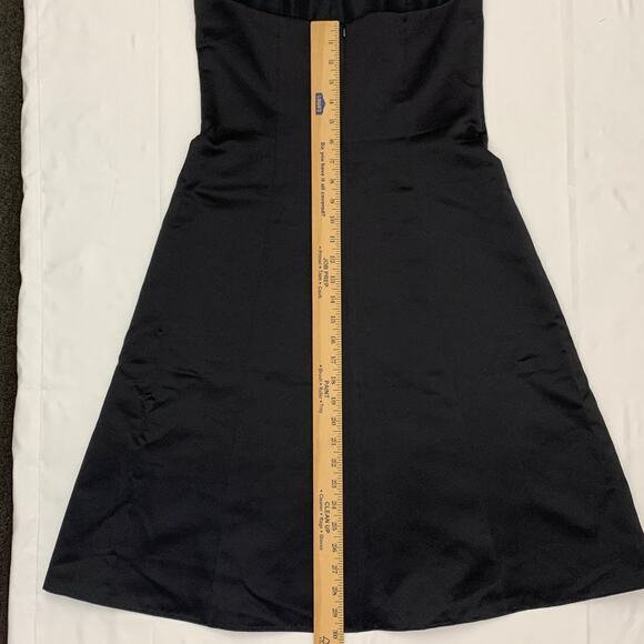 David's Bridal 4 bridesmaid prom formal gown dress Halter Satin Black short NEW - Picture 4 of 13